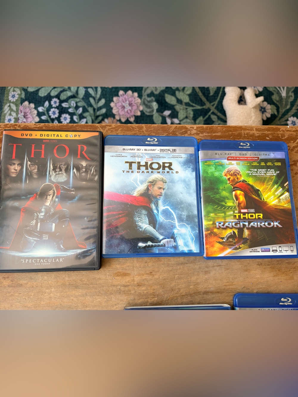 Thor 3 Movie Lot Thor Dark World Ragnarok Marvel DVD Blu-ray